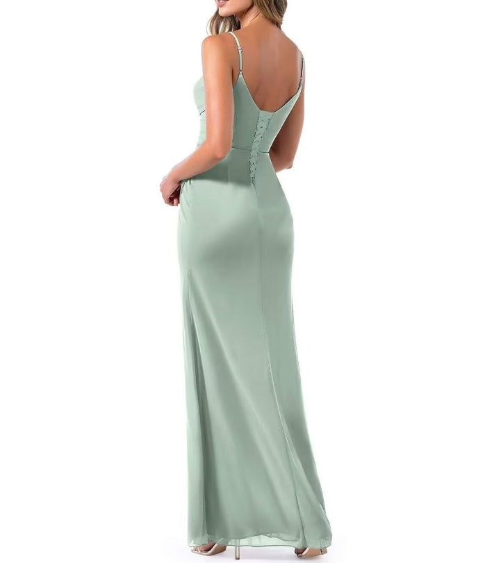 Spaghetti Straps Prom Dress with Split Long Formal Party Dresses for Wedding Chiffon Mermaid Prom Gown